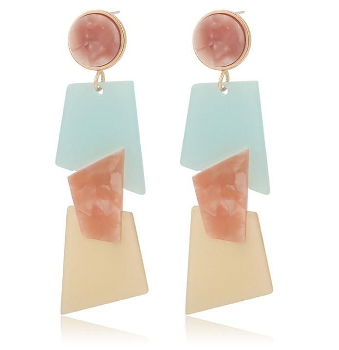 Fashion Jewelry 2019 New Design 18K Gold Color Popular Style Drop Acrylic Earrings