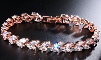 Rose Gold CZ Cubic Zirconia Wedding Bridal Jewelry Bracelet for Women
