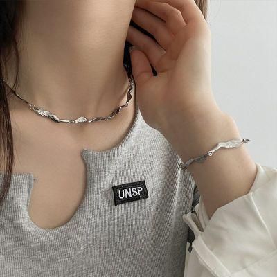 New Arrival Korean Design Irregular Wave Shape Necklace Bracelet Set