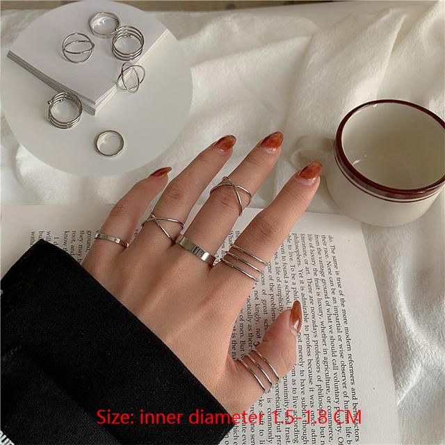 Women Girls Fashion Jewelry Geometric Metal Punk Finger Rings