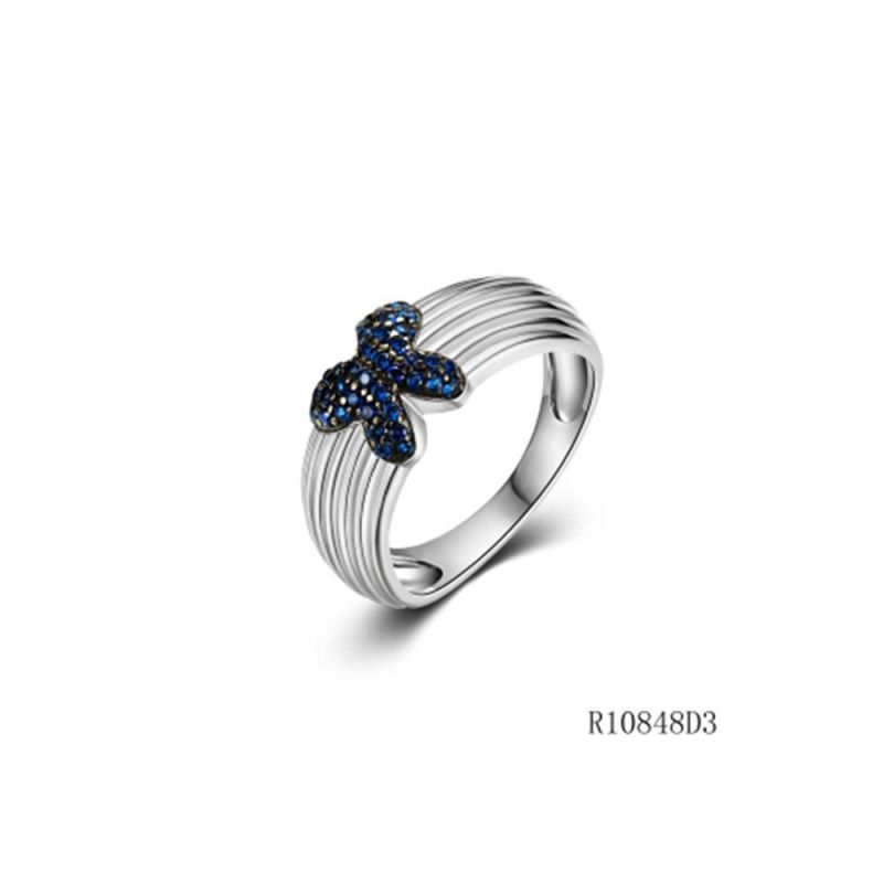 Thread Line Style Silver with CZ Bowknot Ring