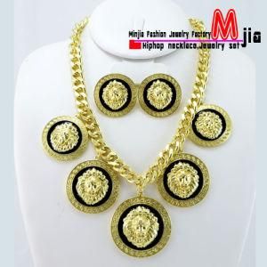 Zinc Alloy Medusa Lion Heard Pendant &amp; 10mm/20&quot; Cuban Link Chain Hip Hop Necklace (MJ99)