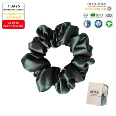 Hot Selling 100% Silk Stain Scrunchies with Fashionable Color
