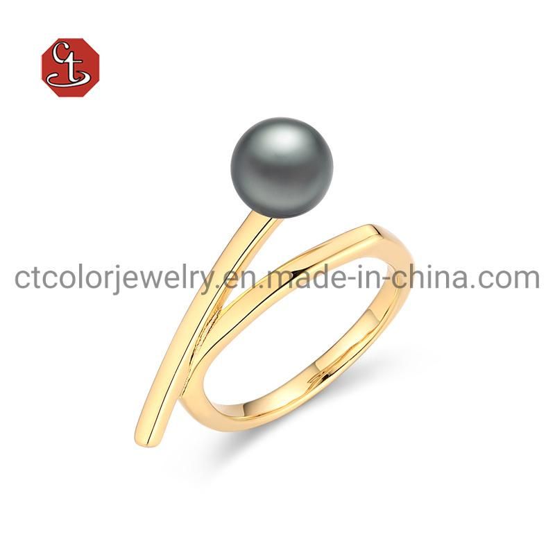 Fashion Jewelry 925 Silver Jewelry Leaves and Natural Fresh Water Pearl Set Ring for Women