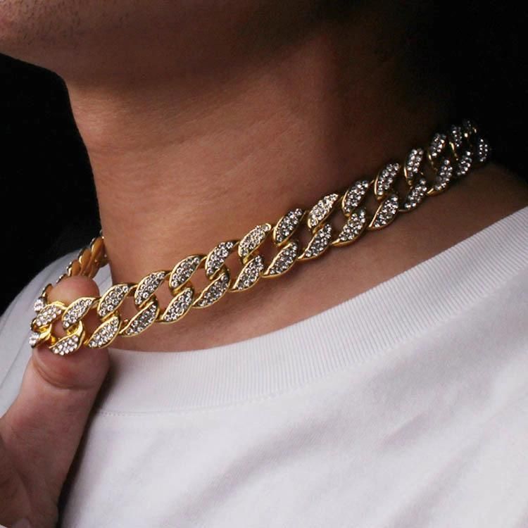 Hot Selling 18K Gold Plated Necklace Jewelry Hip Hop Cuban Chain Men Necklace Jewelry