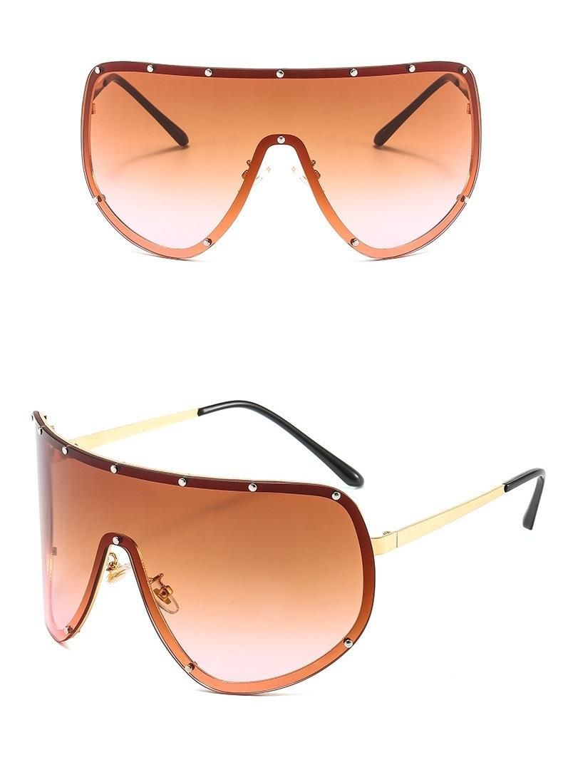 Large Frame Metal Sunglasses for Men and Women with Wind and Sand UV400 One-Piece Sunglasses