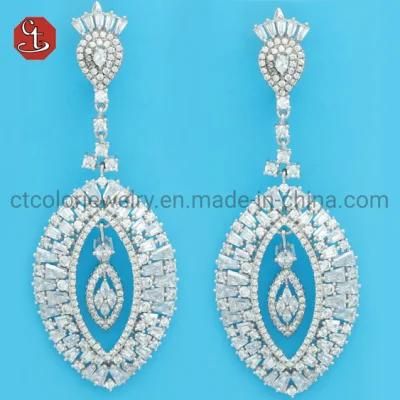 Shiny Cubic Zircon Earrings Eyes Shape Earring Drop Silver Jewelry