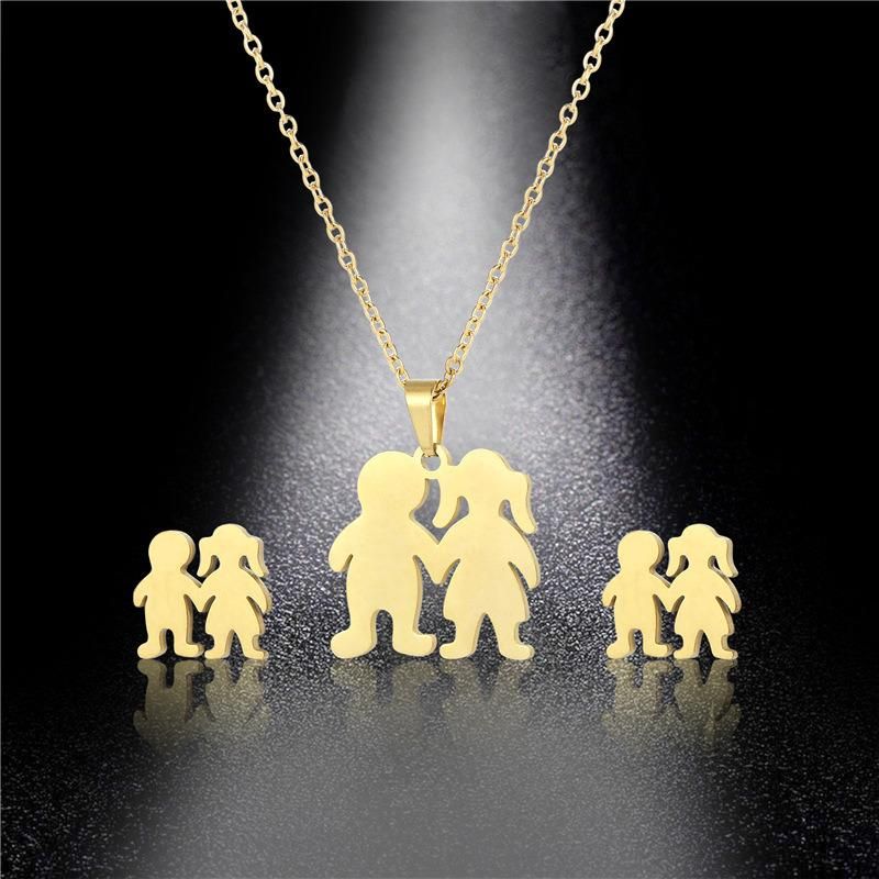 Manufacturer′s Custom Fashion Jewelry High Quality Matte 14 Carat 18 Carat Gold Jewelry Set Gold Plated Boys and Girls Necklace Jewelry