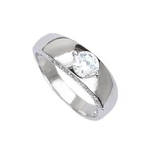 925 Sterling Silver Solitaire Women Ring with CZ Stones
