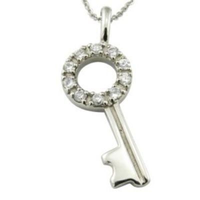 Metal Key Chain Shape Women Steel Stone Pendant