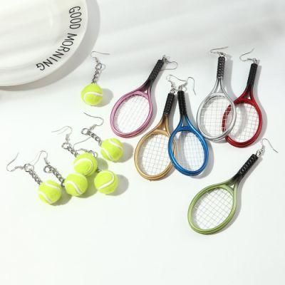 Wholesale New Fashion Women Earrings Tennis Tacket Earrings Sports Style Personality Earrings Asymmetric Design for Women