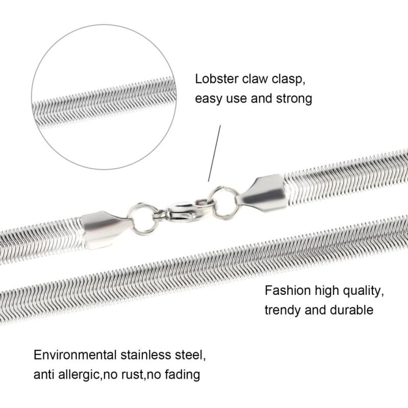 Factory Manufacturer Necklace Anklet Bracelet Men′s Hip-Hop Flat Snake Chain Fashion Collection Handcraft Stainless Steel Jewelry