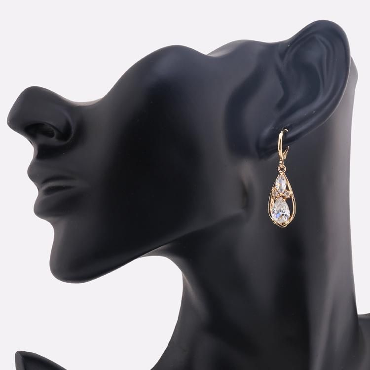 2020 New Fashion Cubic Zirconia Gold Plated Long Drop Earrings