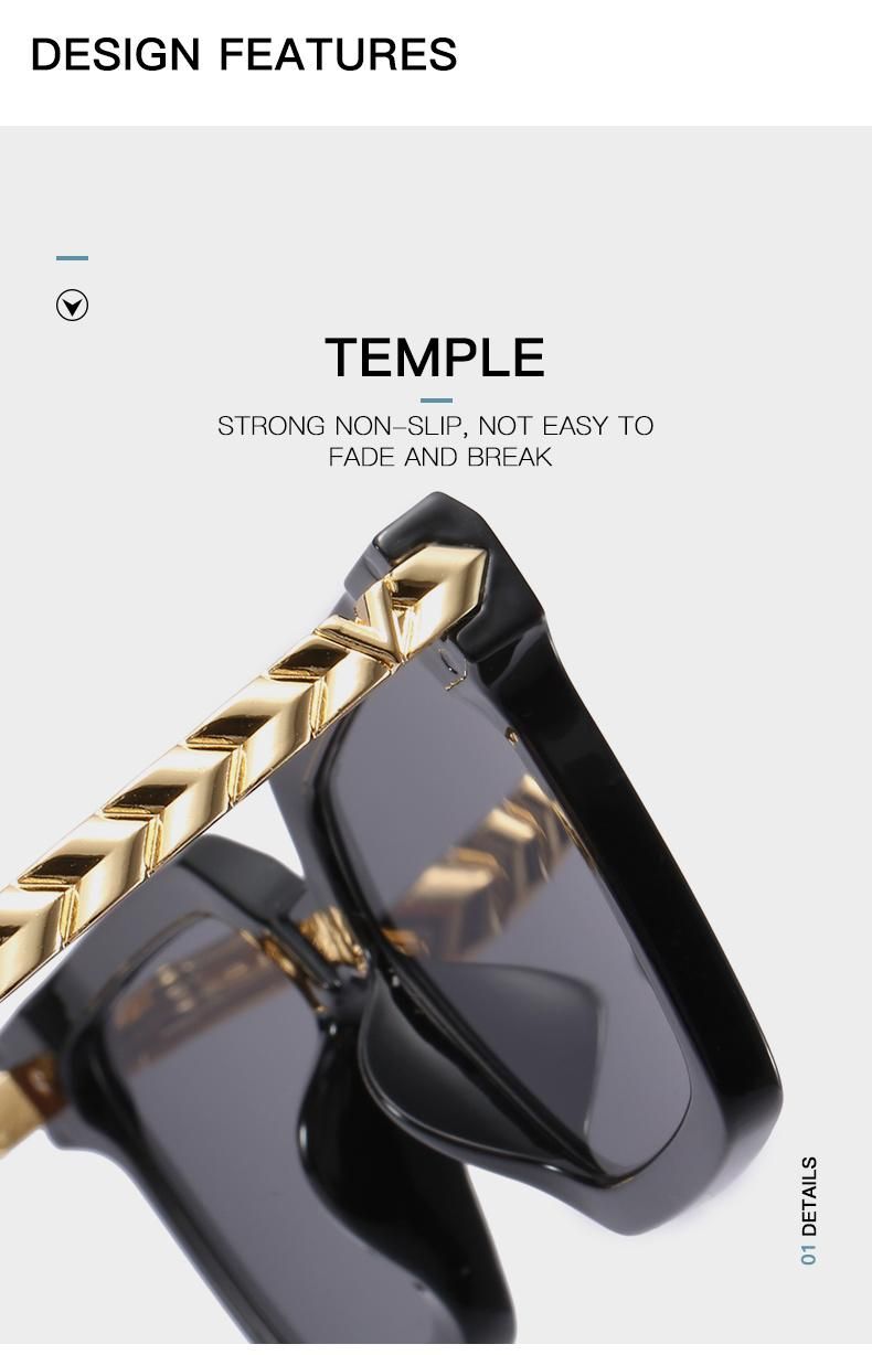 Green Speckle Glasses Modern European and American Ins Sunglasses Female Personality Metal Lace Temple Sunglasses