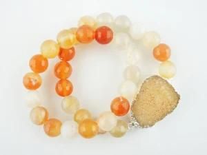 Druzy Bracelet, Semi Precious Agate Stone Bead Bracelet Set, Druzy Connector Charm Bracelet