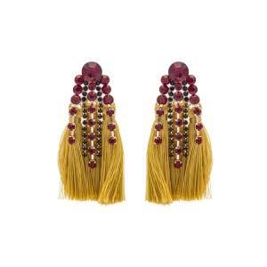 Custom Jewelry Women Gifts Ruby Stone Chain Tassel Fashion Earrings