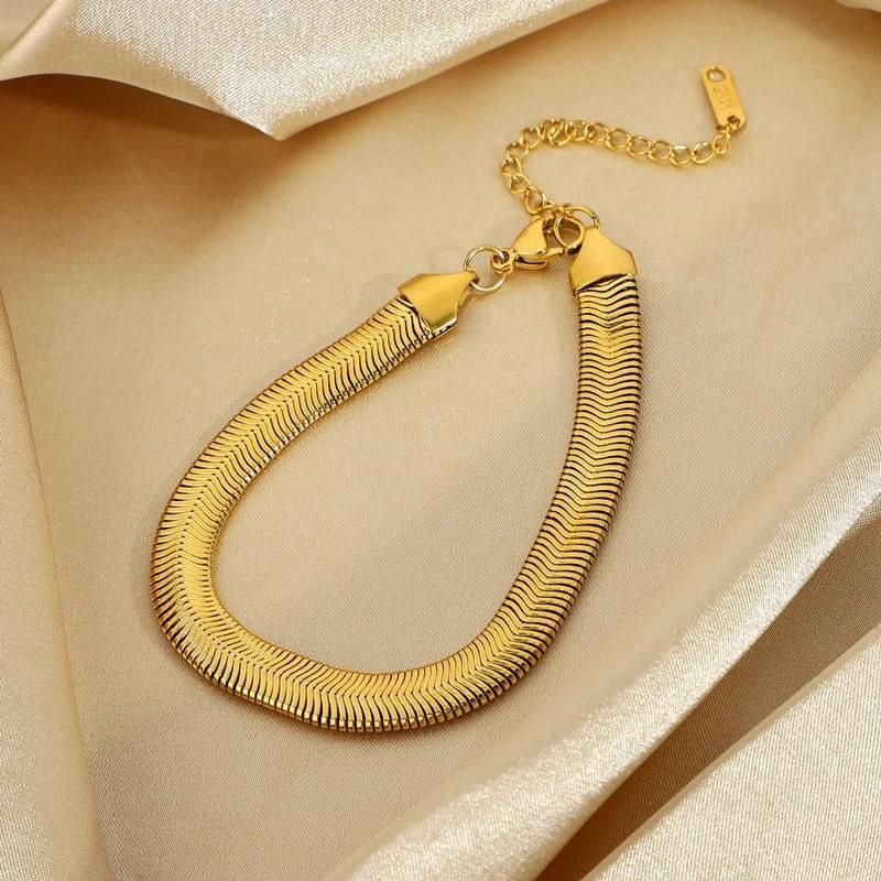 Chunky Centipede Chain Link Bracelet Stainless Steel with 18K Gold Plated Fashion Jewelry for Women