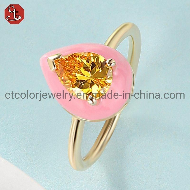 Fashion Jeweley Yellow Gold Coated 925 Silver Sterling Enamel Bracelet with Lemon Topaz Stone