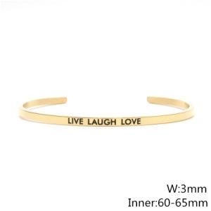 Live Laugh Love Text Cuff Bracelet Stainless Steel Bracelet 60X3mm