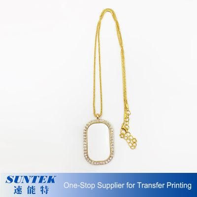 Sublimation Round Conner Rectangle Rhinestone Necklace