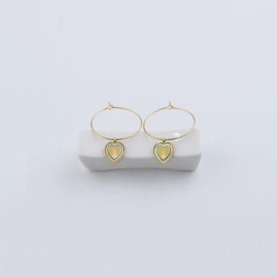 Stainless Steel Jewelry 18K Gold Love Earrings Inlaid with Shell Silk Screen Portrait Earrings