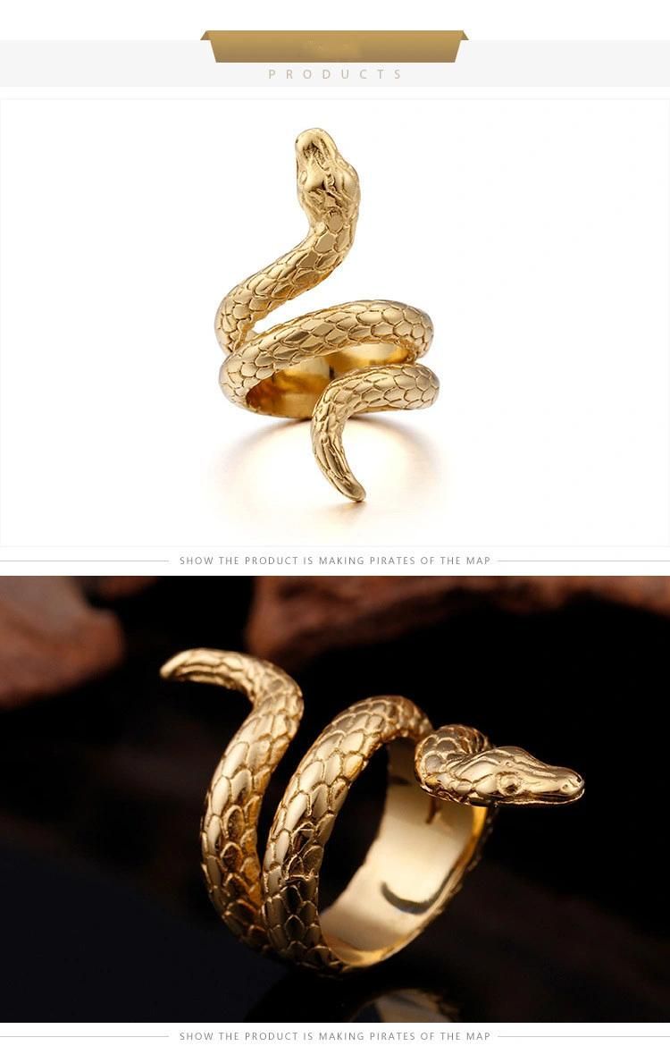 Stainless Steel Mens Ring Snake Style