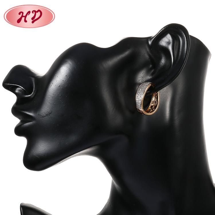Fashion 18K Gold Silver Jewelry Alloy Stud Drop Hoop Huggie CZ Earrings with Crystal for Women