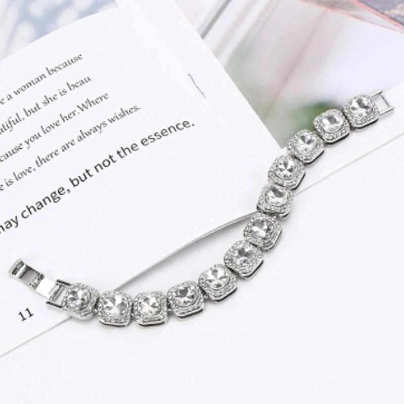 Fashion Jewelry Men Square Zircon Necklace Bling Tennis Necklace Cuban Chain