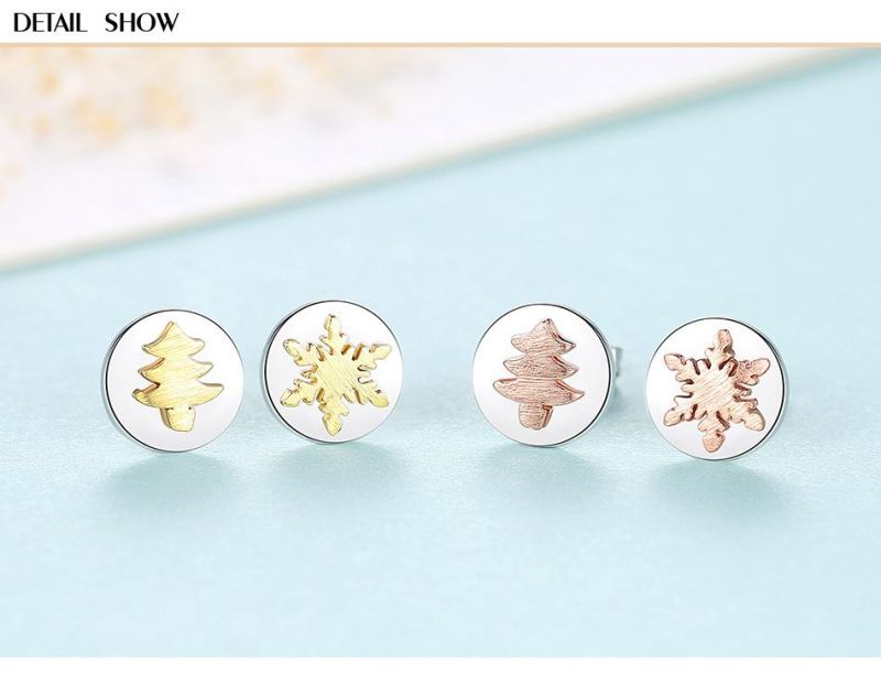 Christmas Tree and Snowflakes Sterling Silver 925 Earrings