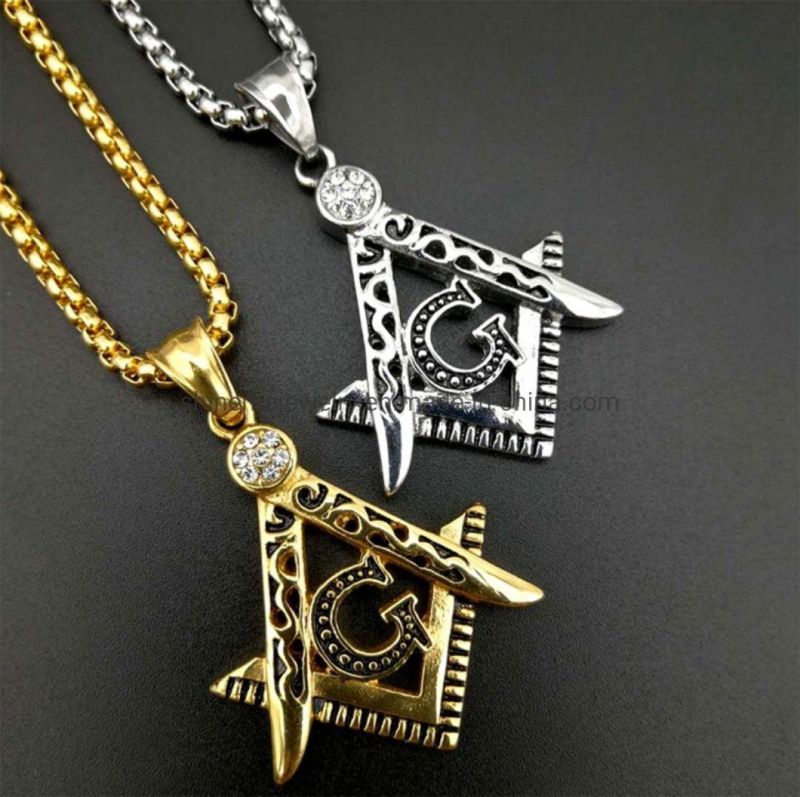 Fashion Jewelry Explosion Retro 316 Stainless Steel Free Mason Masonic AG Small Pendant Spt2625