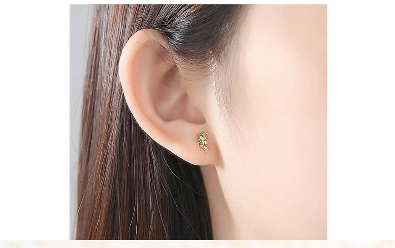 Sterling Silver Jewelry Pinocchio and Moon Shape Ear Studs