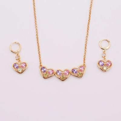 Imitation Jewellery Cubic Zirconia Brass 18 K Gold Plated Jewelry Set