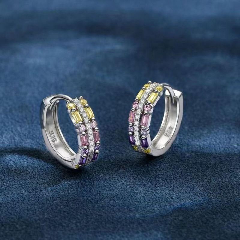 S925 Pure Silver Color Zirconium Earrings High Sense Light Luxury Wind Earrings Female Hot Selling Summer New Accessories