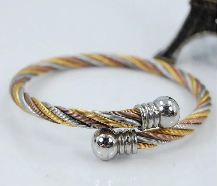 Twisted Wire Opening Bracelet with Metal Ball Bracelet Jewelry