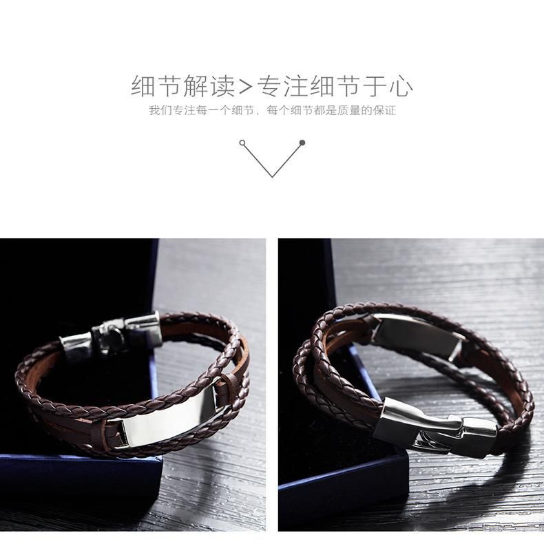 New Fashion Weave Genuine Leather Bracelets for Men Charm Couple Wristband Bracelets Bangles Jewelry Pulsera
