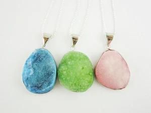 Druzy Necklace, Colorful Druzy Pendant Jewelry Necklace