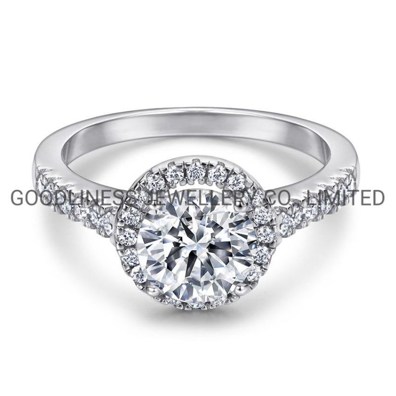 Women 925 Silver Engagement Halo Rings Fashion Jewelry