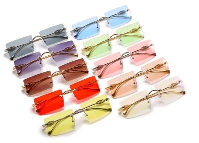 2020 No MOQ Frameless Colorful Fashion Metal Sunglasses