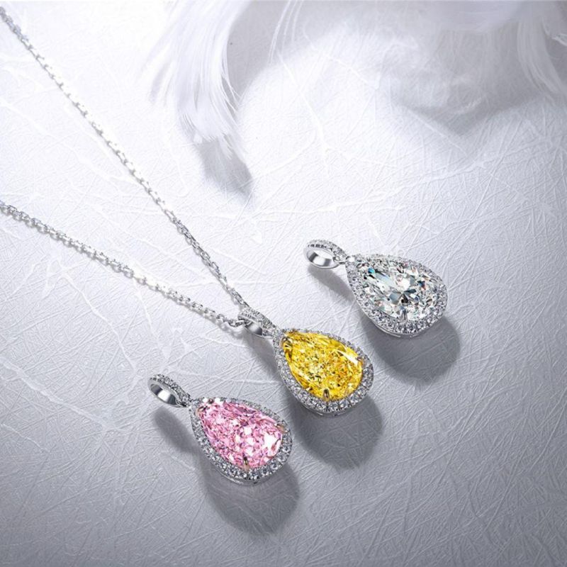 Fashion Jewelry High Quality 925 Sterling Silver 3.0 Carat Simulated Diamond Jewelry Custom Necklace for Girls