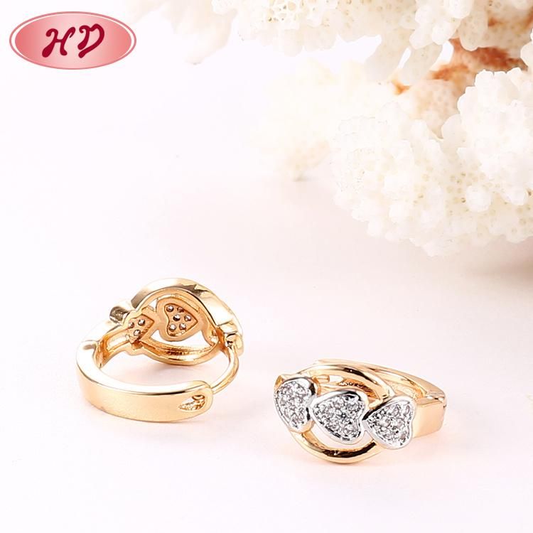 Fashion Jewelry Alloy 18K Gold Plated Silver Stud Drop Hoop Huggie CZ Earrings with Crystal for Women