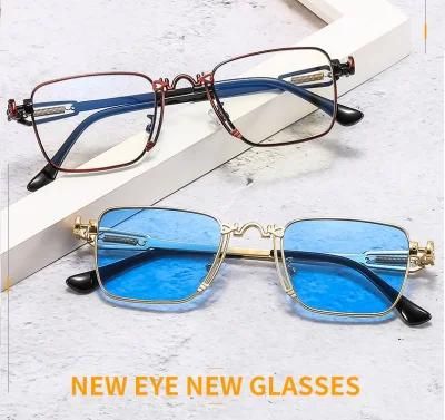 Square Metal Punk Men&prime;s and Women&prime;s Sunglasses Fashion Glasses