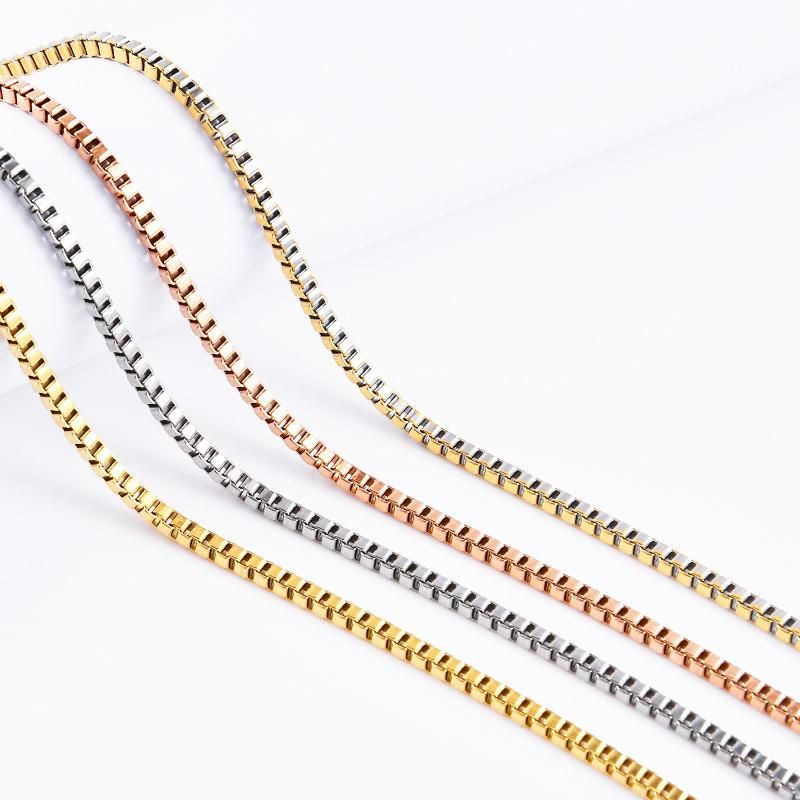 Wholesale Gold Plated Gold Silver White Rose Gold Box Link Chain Necklace Cut Meters for Men Women