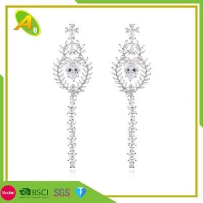 Women&prime;s Olive Branch Earrings - Long Drop Element Earrings - Pendant Earrings - Cross Border Supply of Colored Zircon Earrings (18)