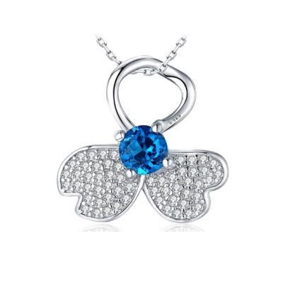 S925 Sterling Silver Pendants Lucky Clover Pendants Elegant CZ Pendants Silver Micro Pave Pendants