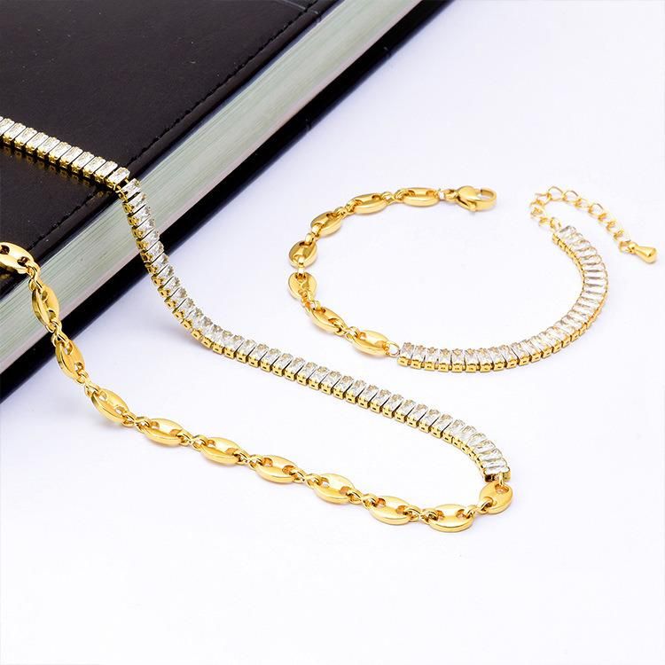 Factory Wholesale Fashion Jewelry Ins Fashion New Beautiful Semi Shiny Zircon Semi Pig Nose Chain Gold Plated Necklace Jewelry