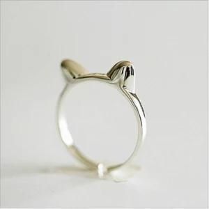 New Design Lovely Cat Ears Open Adjustable S925 Pure Silver Ring