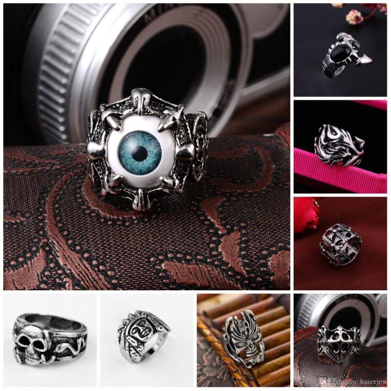 Silver Brand Demon Eye Vintage Mens Punk Ring