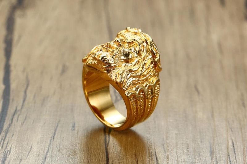 Gold Plated Mens Stainless Steel Egyptian Pharaoh Ring