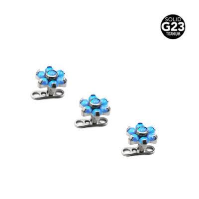 Dermal Anchor Tops and Base Titanium Microdermal Piercing Body Jewelry Opal Flower Top