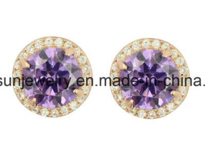 925 Silver Jewelry Wedding Stud Earring with Synthetic Stone